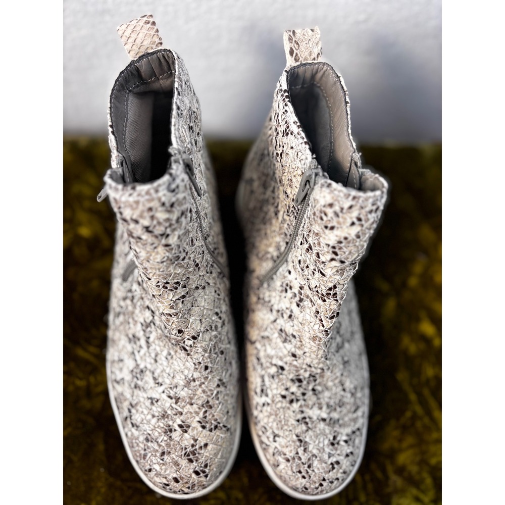 Corky's Hunt Snakeskin Wedge Sneakers Grey Cream High Top Zip Up Shoes Size 9 - Picture 7 of 12